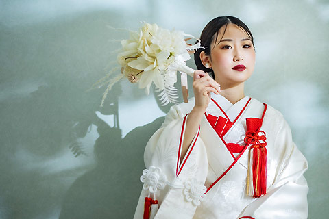 フォトスタジオでシンプルウエディングフォト撮影12